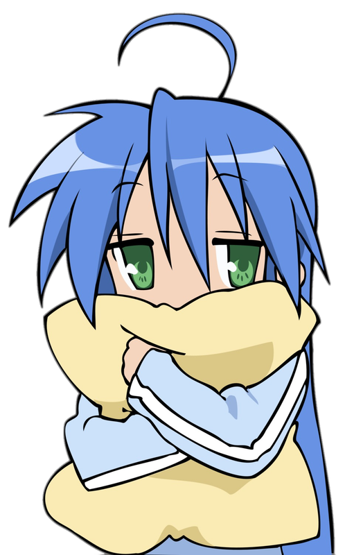 Konata tuląca poduszkę